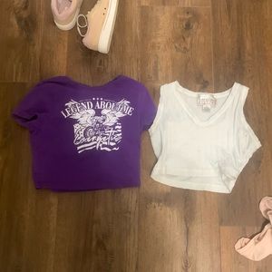 white and purple cropped top bundle